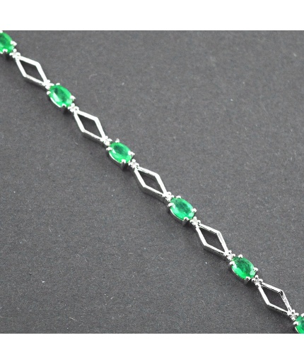 Natural Emerald,Diamond  925 Sterling Silver Bracelet | Save 33% - Rajasthan Living 3