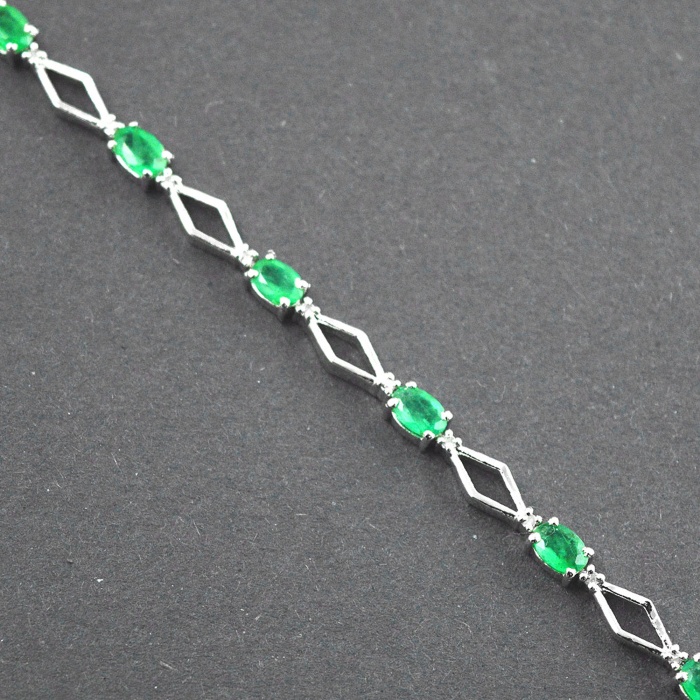 Natural Emerald,Diamond  925 Sterling Silver Bracelet | Save 33% - Rajasthan Living 6