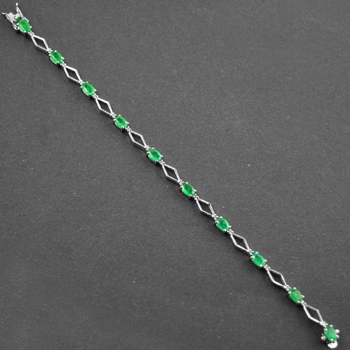 Natural Emerald,Diamond  925 Sterling Silver Bracelet | Save 33% - Rajasthan Living 7
