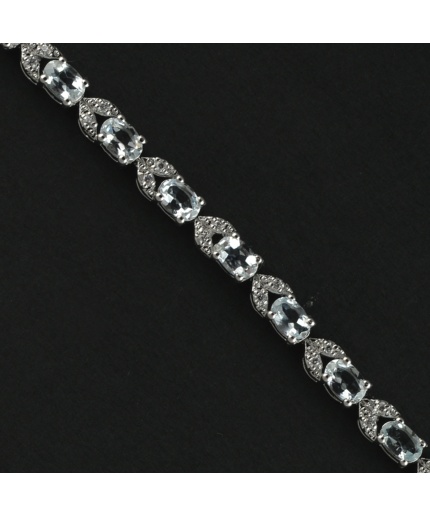 Natural Aquamarine/Zircon  925 Sterling Silver Bracelet | Save 33% - Rajasthan Living