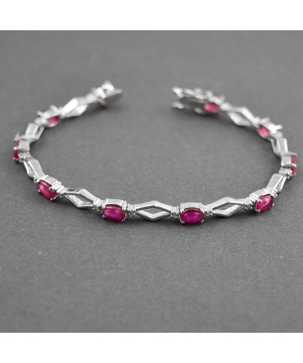 Natural Ruby,Diamond  925 Sterling Silver Bracelet | Save 33% - Rajasthan Living