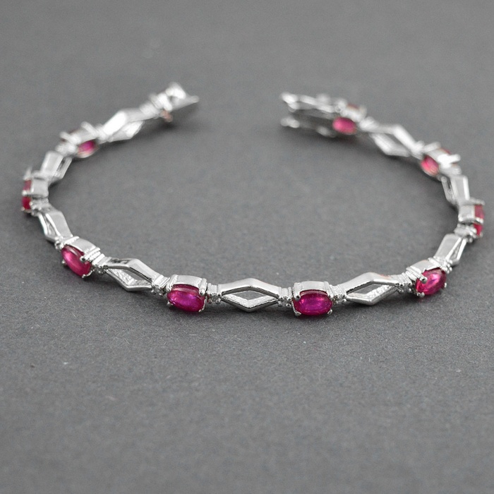 Natural Ruby,Diamond  925 Sterling Silver Bracelet | Save 33% - Rajasthan Living 5