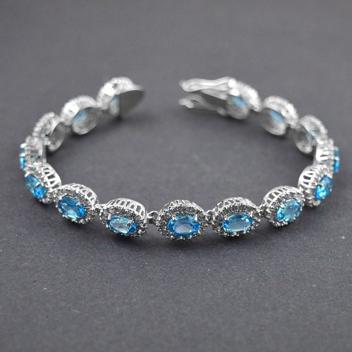Natural Blue Topaz,cz  925 Sterling Silver Bracelet | Save 33% - Rajasthan Living 5
