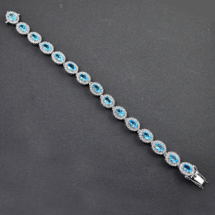 Natural Blue Topaz,cz  925 Sterling Silver Bracelet | Save 33% - Rajasthan Living 7