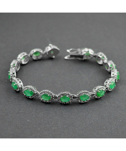 Natural Emerald,cz  925 Sterling Silver Bracelet | Save 33% - Rajasthan Living