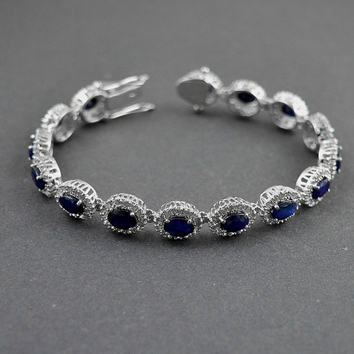 Natural Sapphire,cz  925 Sterling Silver Bracelet | Save 33% - Rajasthan Living 5