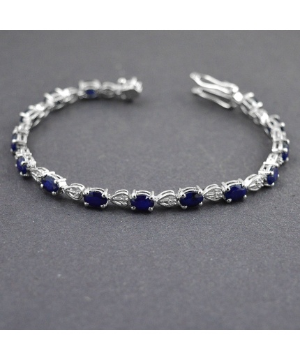 Natural Sapphire, cz  925 Sterling Silver Bracelet | Save 33% - Rajasthan Living