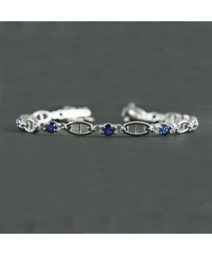 Natural Deffuse Sapphire/Zircon  925 Sterling Silver Bracelet | Save 33% - Rajasthan Living