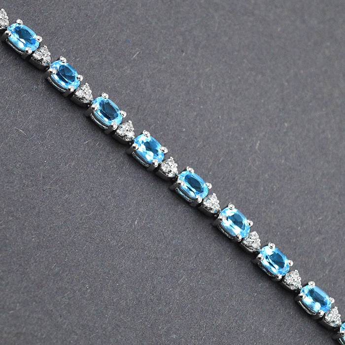 Natural Blue Topaz, cz  925 Sterling Silver Bracelet | Save 33% - Rajasthan Living 6