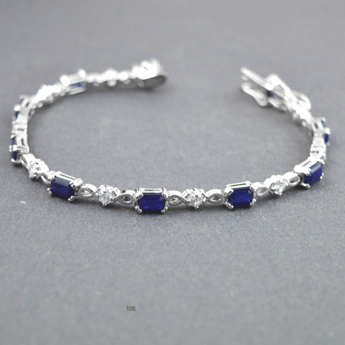 Natural Sapphire, cz  925 Sterling Silver Bracelet | Save 33% - Rajasthan Living 5