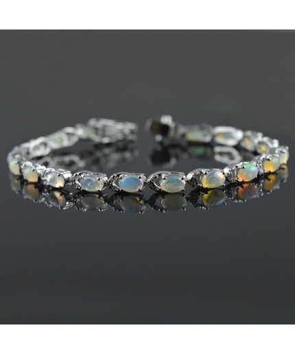 Natural Opal/Zircon  925 Sterling Silver Bracelet | Save 33% - Rajasthan Living