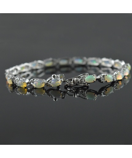 Natural Opal/Zircon  925 Sterling Silver Bracelet | Save 33% - Rajasthan Living 3