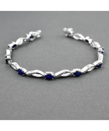 Natural Sapphire,cz  925 Sterling Silver Bracelet | Save 33% - Rajasthan Living