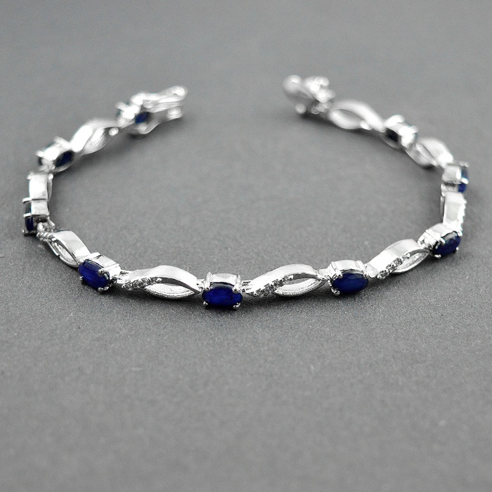 Natural Sapphire,cz  925 Sterling Silver Bracelet | Save 33% - Rajasthan Living 5