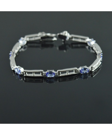 Natural Tenzanite/Zircon  925 Sterling Silver Bracelet | Save 33% - Rajasthan Living