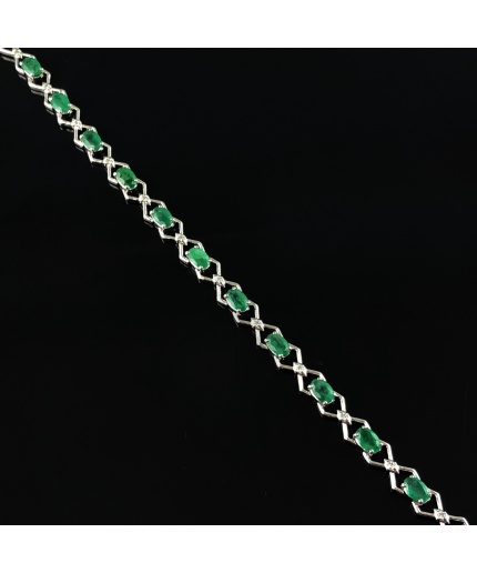 Natural Emerald/Zircon  925 Sterling Silver Bracelet | Save 33% - Rajasthan Living 3
