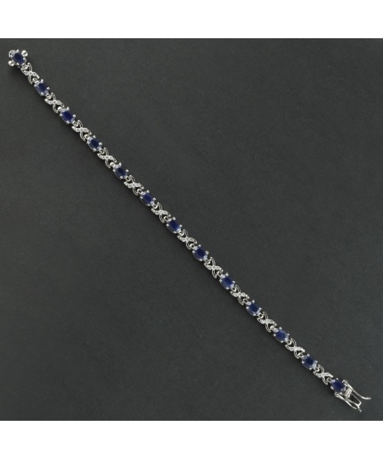Natural Natural Sapphire/Zircon  925 Sterling Silver Bracelet | Save 33% - Rajasthan Living 3