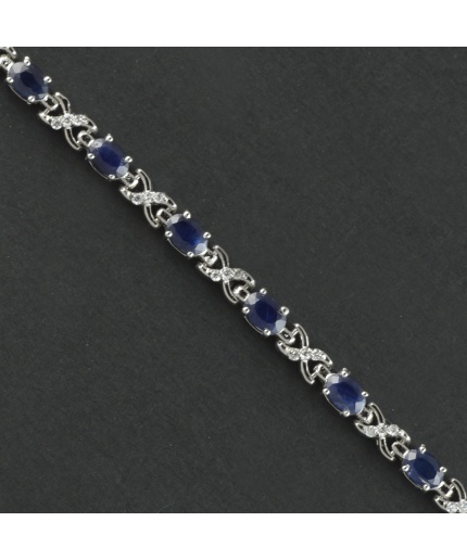Natural Natural Sapphire/Zircon  925 Sterling Silver Bracelet | Save 33% - Rajasthan Living