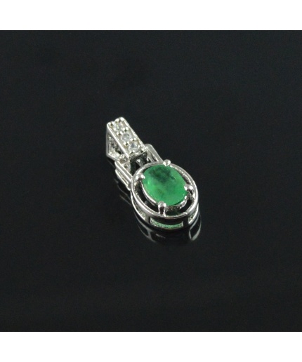 Natural  Emerald/Zircon 925 Sterling Silver Pendent | Save 33% - Rajasthan Living