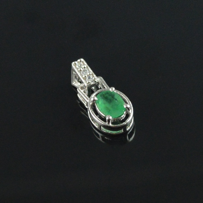 Natural  Emerald/Zircon 925 Sterling Silver Pendent | Save 33% - Rajasthan Living 5