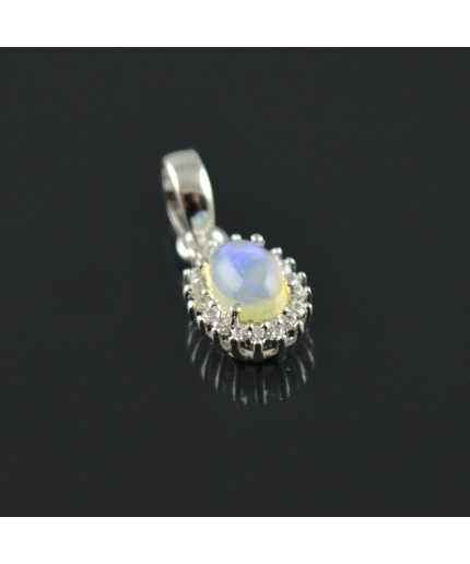 Natural Opal / Zircon 925 Sterling Silver Pendent Set | Save 33% - Rajasthan Living 3