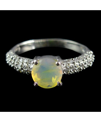 Natural 925 Sterling Silver Opal Round Ring | Save 33% - Rajasthan Living