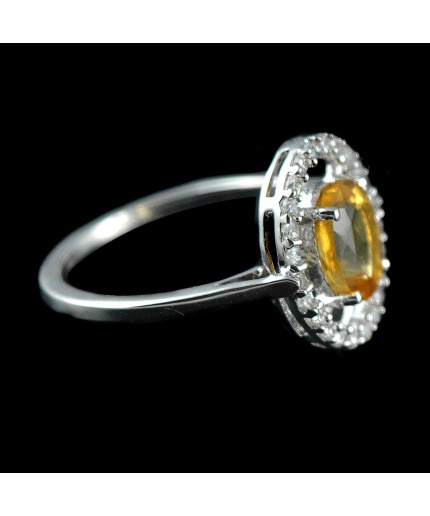 Natural 925 Sterling Silver Citrine & White cz  Oval Ring | Save 33% - Rajasthan Living 7