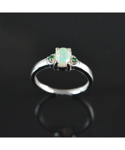 Natural 925 Sterling Silver Opal/Emerald Oval Ring | Save 33% - Rajasthan Living 3