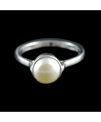 Natural 925 Sterling Silver Pearl Round Ring | Save 33% - Rajasthan Living