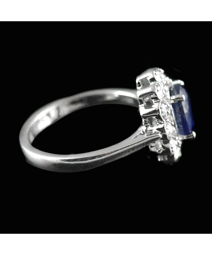 Natural 925 Sterling Silver Sapphire, White cz Oval Ring | Save 33% - Rajasthan Living 3