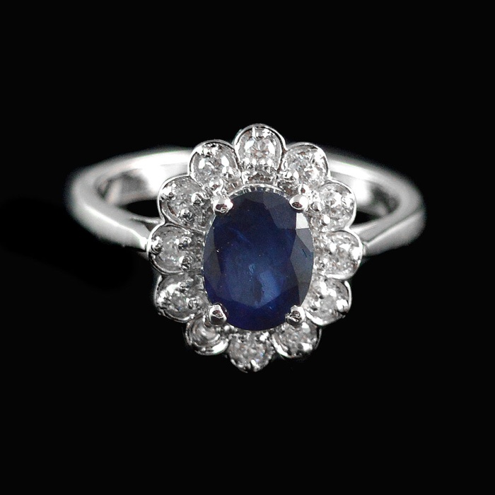 Natural 925 Sterling Silver Sapphire, White cz Oval Ring | Save 33% - Rajasthan Living 5