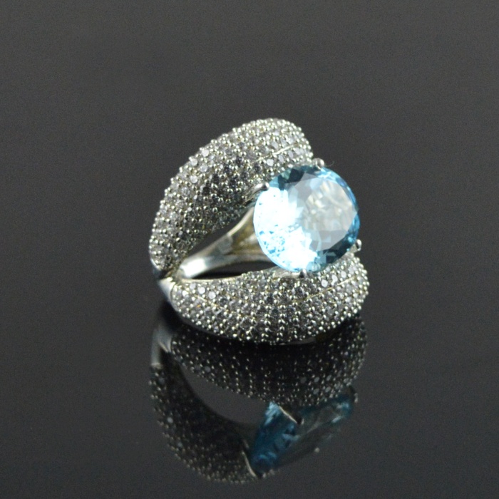 Natural 925 Sterling Silver Blue Topaz/Zircon Oval Ring | Save 33% - Rajasthan Living 10