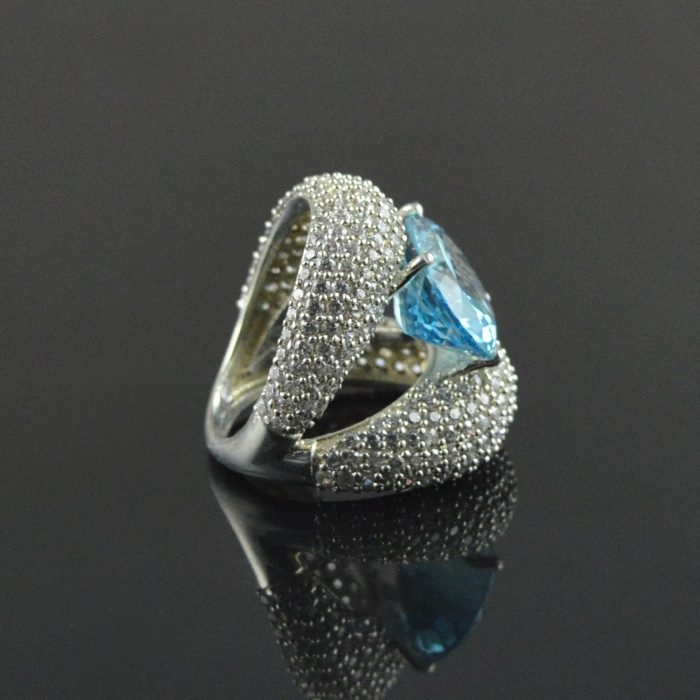 Natural 925 Sterling Silver Blue Topaz/Zircon Oval Ring | Save 33% - Rajasthan Living 9