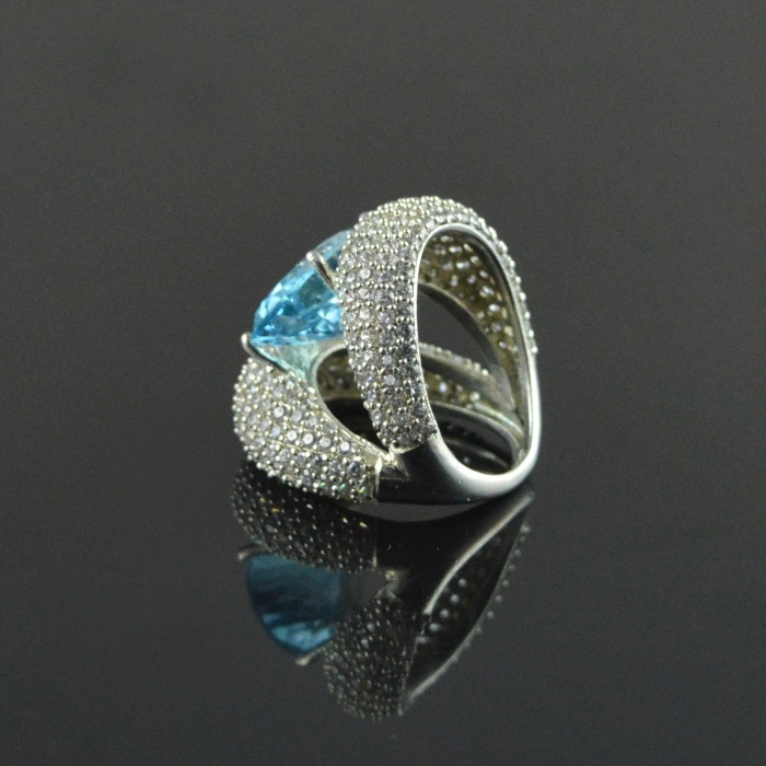 Natural 925 Sterling Silver Blue Topaz/Zircon Oval Ring | Save 33% - Rajasthan Living 7