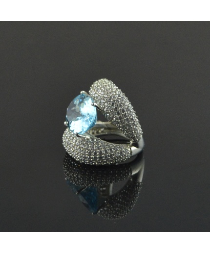 Natural 925 Sterling Silver Blue Topaz/Zircon Oval Ring | Save 33% - Rajasthan Living 3