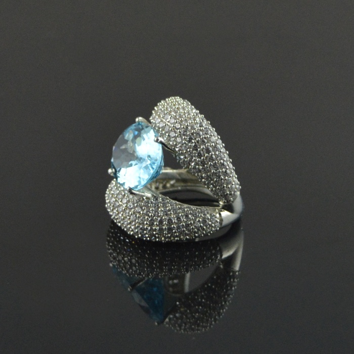 Natural 925 Sterling Silver Blue Topaz/Zircon Oval Ring | Save 33% - Rajasthan Living 6