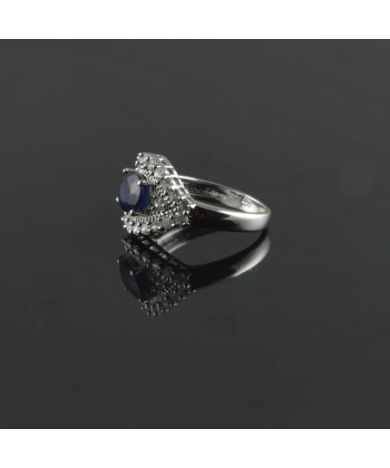 Natural 925 Sterling Silver Diffuse Sapphire/Zircon Oval  Ring | Save 33% - Rajasthan Living 3