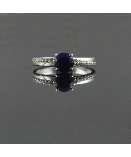 Natural 925 Sterling Silver Diffuse Sapphire/Zircon Round Ring | Save 33% - Rajasthan Living