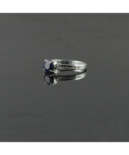 Natural 925 Sterling Silver Diffuse Sapphire/Zircon Round Ring | Save 33% - Rajasthan Living 3