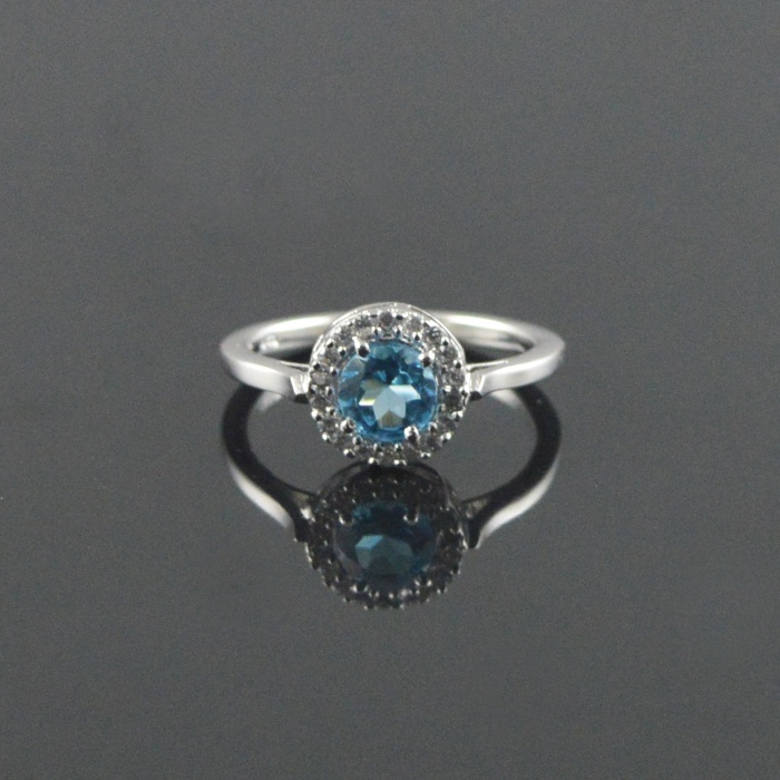 Natural 925  Sterling Silver Blue Topaz Round Ring | Save 33% - Rajasthan Living 5