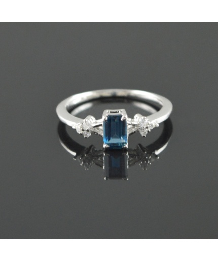Natural 925 Sterling Silver London Blue Topaz/Zircon Octagon Ring | Save 33% - Rajasthan Living