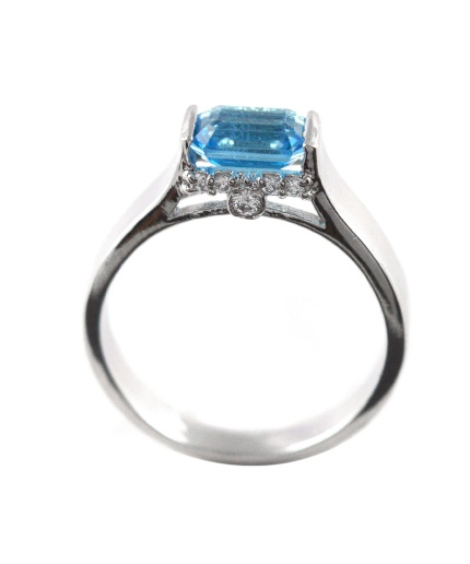 Natural 925 Sterling Silver Blue Topaz, White cz Octagon Ring | Save 33% - Rajasthan Living 3