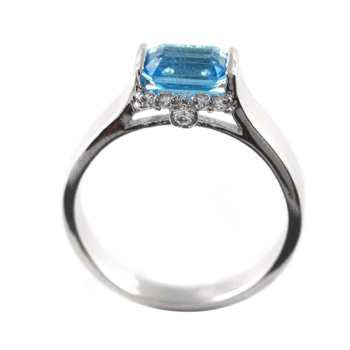 Natural 925 Sterling Silver Blue Topaz, White cz Octagon Ring | Save 33% - Rajasthan Living 6