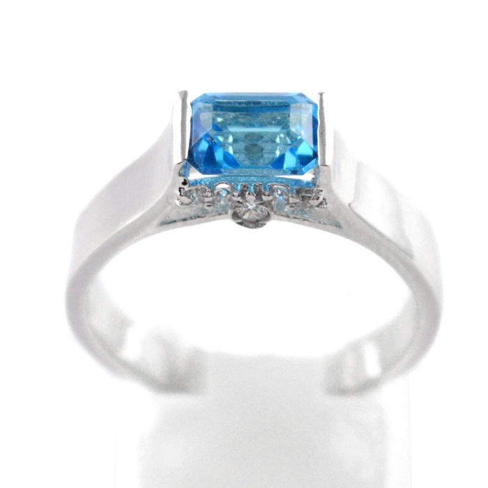 Natural 925 Sterling Silver Blue Topaz, White cz Octagon Ring | Save 33% - Rajasthan Living 7