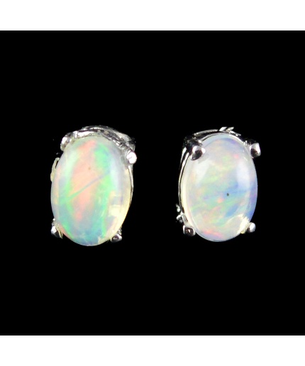 Natural Opal 925 Sterling Silver Stud Earrings | Save 33% - Rajasthan Living 5