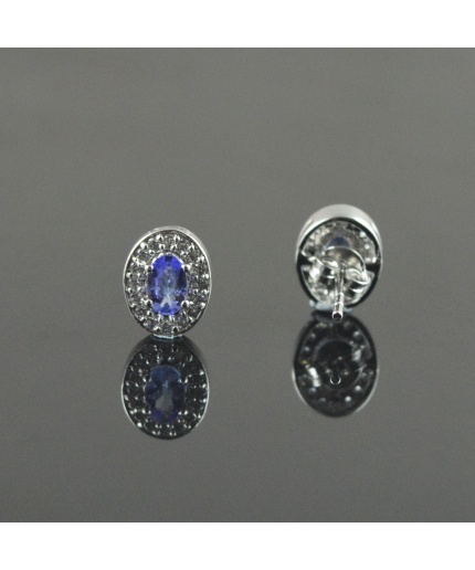 Natural Tenzanite/Zircon 925 Sterling Silver Stud Earrings | Save 33% - Rajasthan Living 3