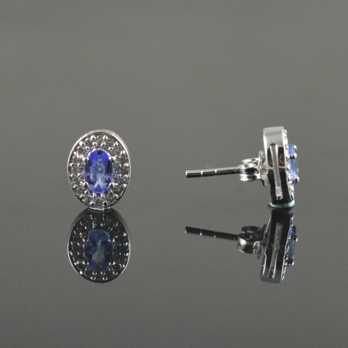 Natural Tenzanite/Zircon 925 Sterling Silver Stud Earrings | Save 33% - Rajasthan Living 7