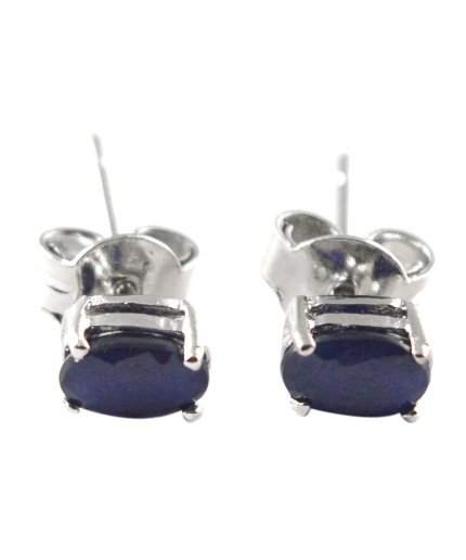 Natural Sapphire 925 Sterling Silver Stud Earrings | Save 33% - Rajasthan Living