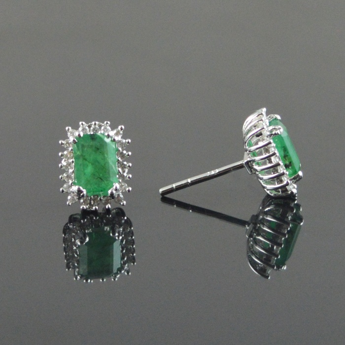 Natural Emerald, Zircon 925 Sterling Silver Stud Earrings | Save 33% - Rajasthan Living 6