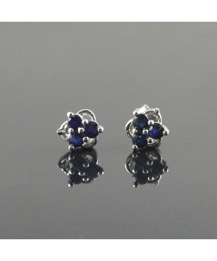 Natural Deffuse Sapphire 925 Sterling Silver Stud Earrings | Save 33% - Rajasthan Living